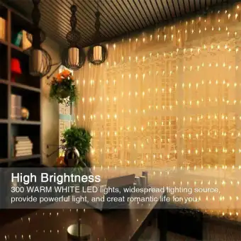 300 Leds Curtain Fairy Lights Usb String Hanging Wall Lights