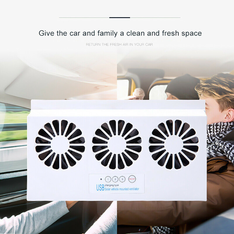 KPL 1pc New Solar Powered Car Cooling Fans Cooler Auto Window Air Exhaust Vent Fan | Quạt thông gió 