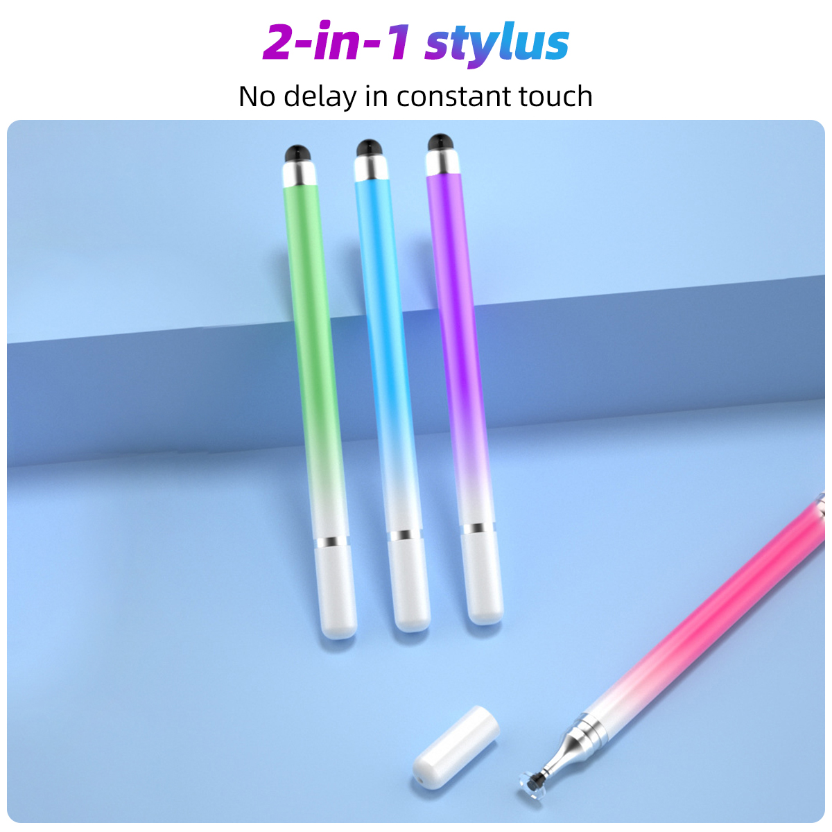 Fonken 2 Trong 1 bút chỉ điểm Macaron Gradient Cảm Ứng Điện Dung Bút Chì Phổ Vẽ Màn Hình Bút Chì Cho điện thoại Android Máy Tính Bảng