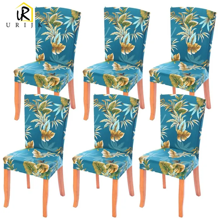6pcs Elastic Dining Chair Cover Stretch Spandex Removable Seat