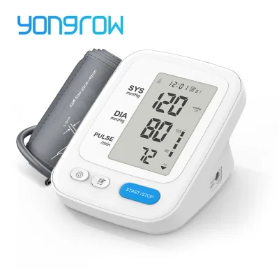 Yongrow Portable Digital Upper Arm Blood Pressure Monitor Hypertension Measurement Tool LCD Sphygmomanometer 4*AA Battery And DC Powered