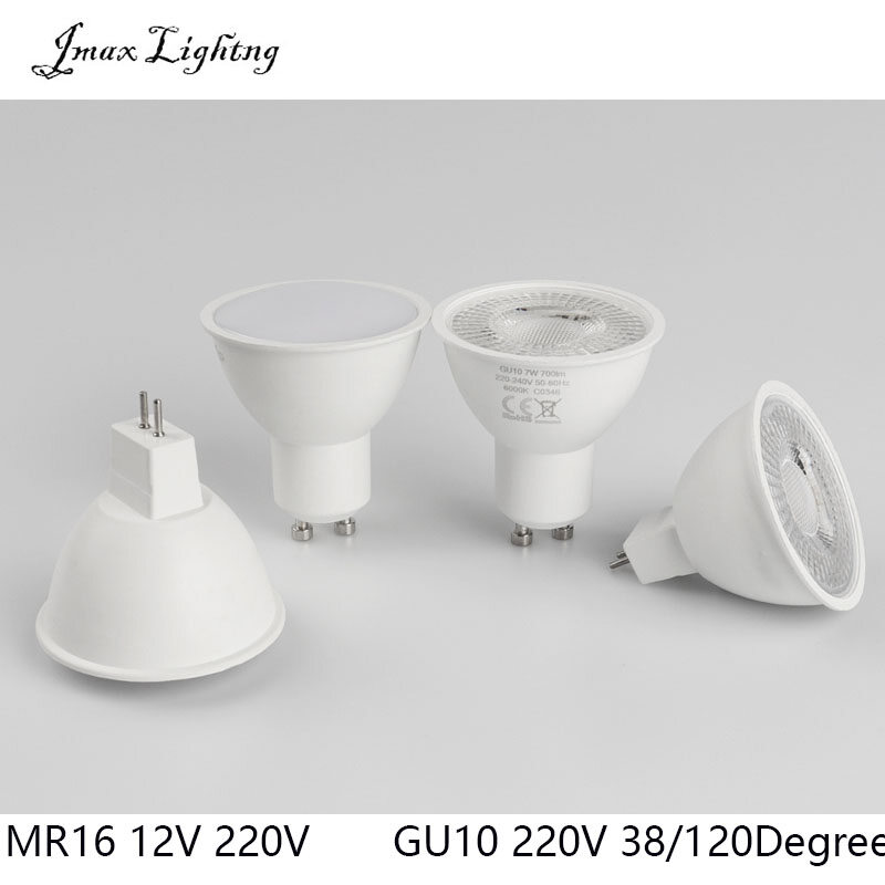 Jmax gu10 220v led bulb mr16 12v 220v led bulb 7w 5w 3w spot eyeball 38/120 degree beam angle eye ball bulb coolwhite/warmwhite