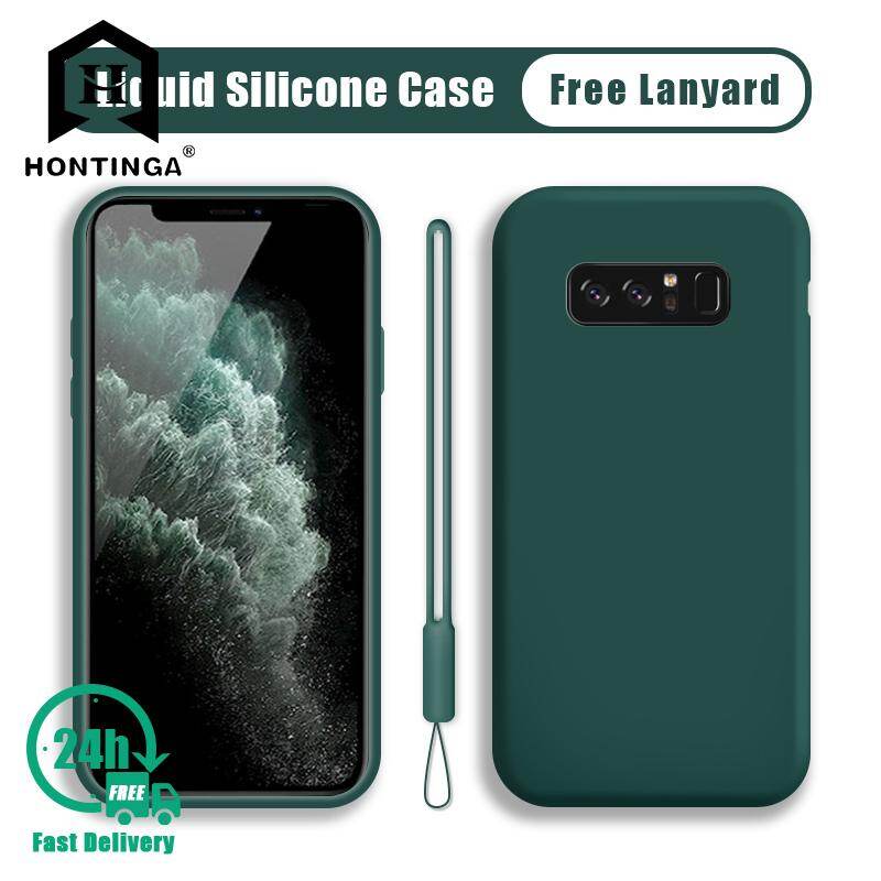Hontinga Casing For Samsung Galaxy Note 8 Case Original Liquid Silicone Case Soft Slim Cover Cases Coque Funda Shockproof Casing Back Cover Phone Case Softcase