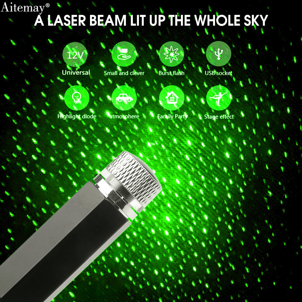 Aitemay USB LED Atmosphere Light Car Roof Star Light Auto Ceiling Laser Projector Light Adjustable Decorative Lamp