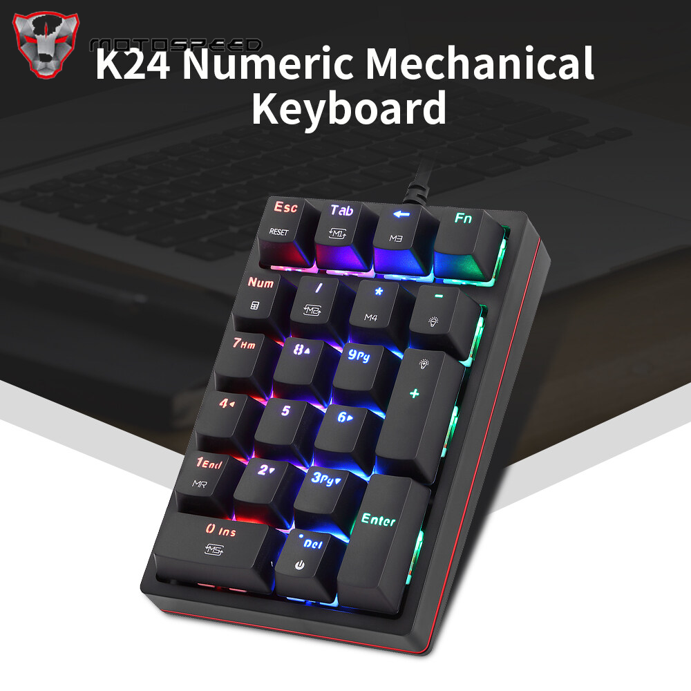 Motospeed K24 Numeric Mechanical Keyboard 21 Keys USB Wired Keyboard with 13 RGB Light Effects OUTEMU Blue Switch