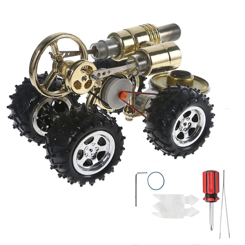 DIY Engine Model Metal Mini Car Assembly Model Toy Electric Engine Car Vehicle Building Kit Desk Engine for Adults Kids