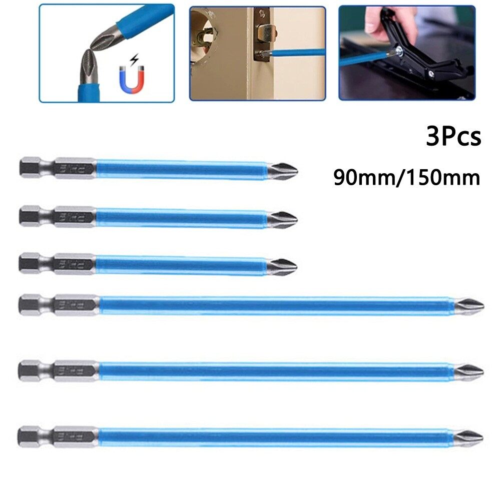 3 Cái Đầu Lô Chống Trượt Mũi Vặn Chéo Chống Trượt 90Mm 150Mm Bộ Tuốc Nơ Vít PH2 Đầu Lô S2, Đầu Tua Vít Gió Từ Tính Mạnh
