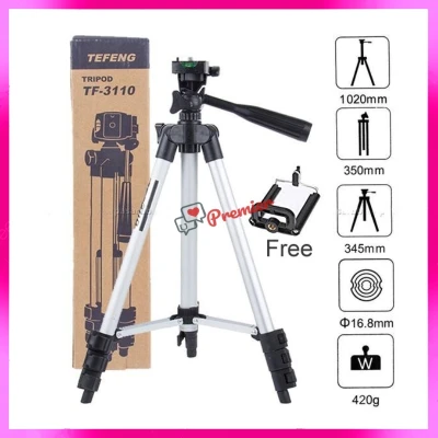 Portable 3110 Tripod Camera Extendable Lightweight Aluminum With Phone Holder Bag And Bluetooth Shutter