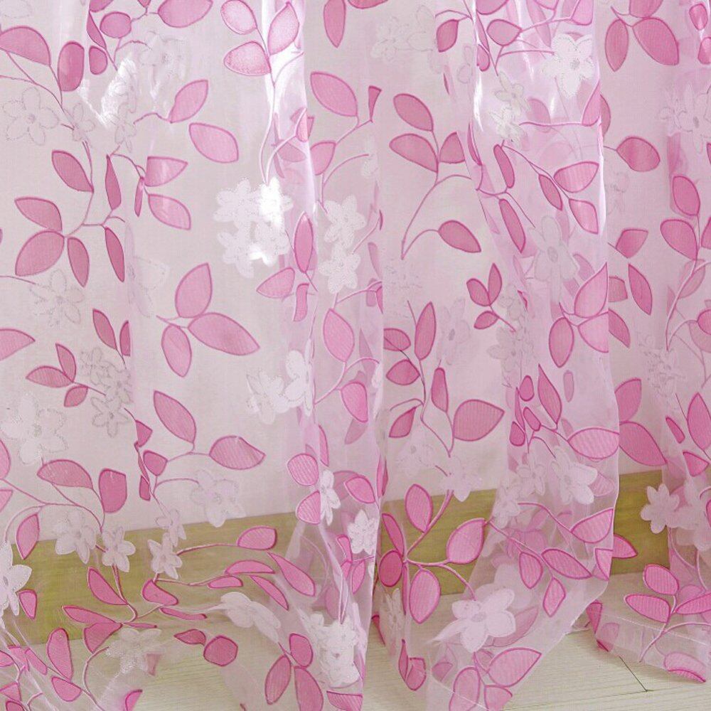 Chic Leaf Type Tulle Door Window Curtain Rural Leaf Design Curtain