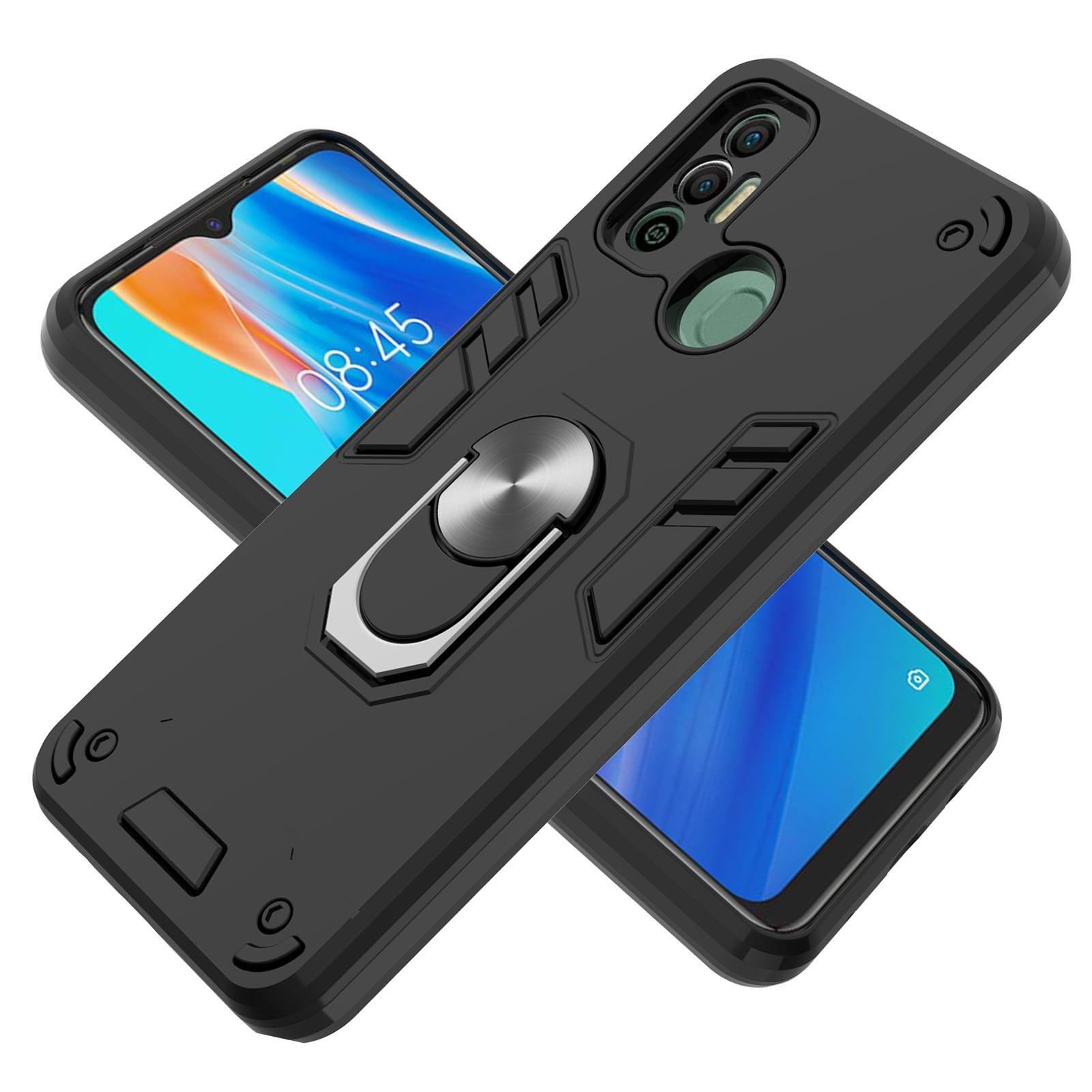 Phone Case For Tecno Spark 7 Spark 7T, Armor Ring Iron Armor Man Anti-Fall Soft car holder Shockproof protection Back Cases