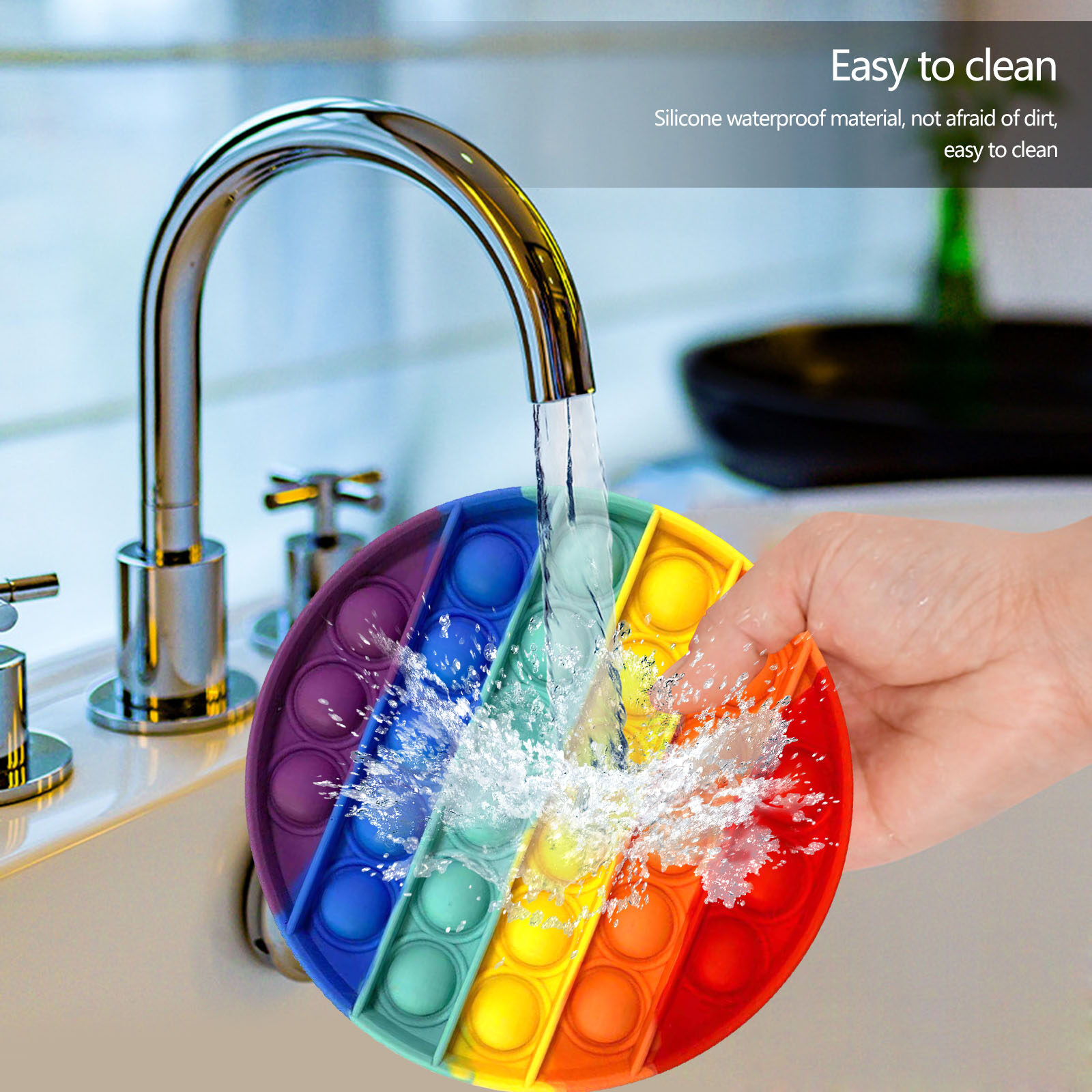 Fidget Toy Push Pop Bubble, Rainbow Stress Relieve for ADHD Autism Anxiety