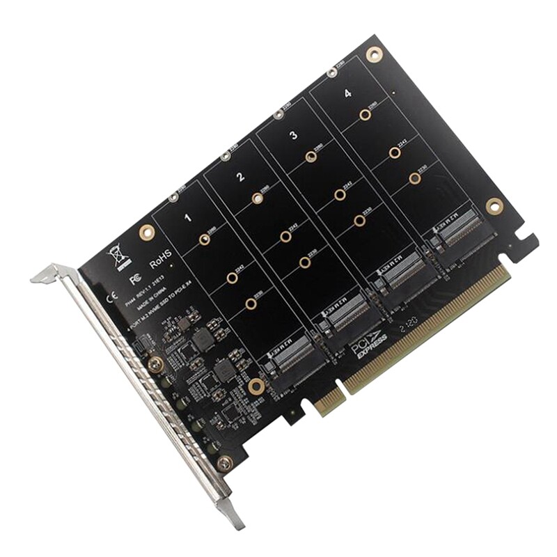 PCIE 4Port M.2 NVEM SSD Expansion Card Computer Motherboard Solid