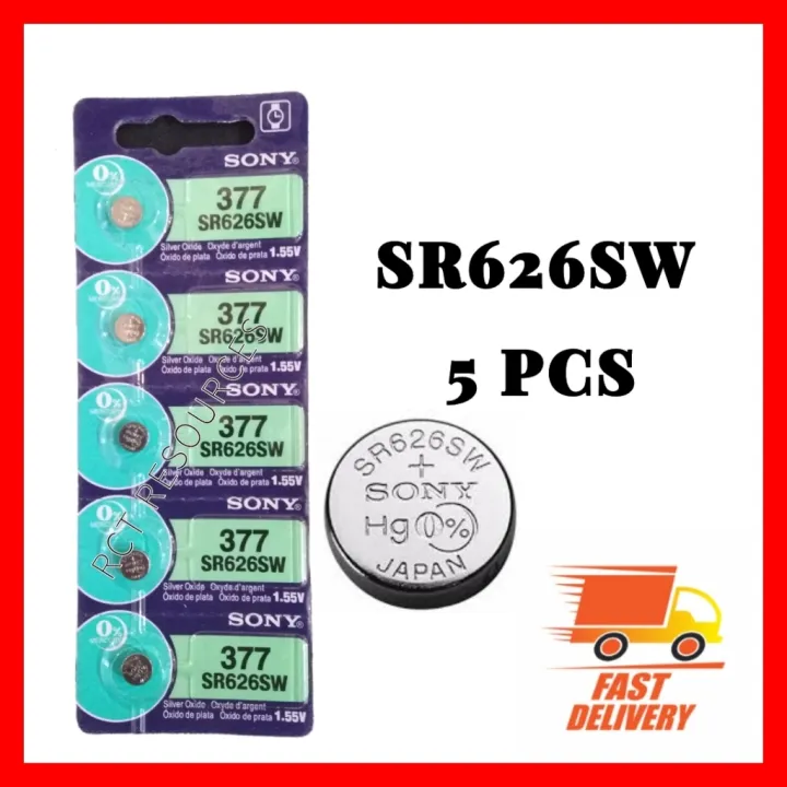 5pcs Pack 377 Sr626sw Sr626 Ag4 1 55v Silver Oxide Watch Battery Sr626sw 377 Button Coin Cell Lazada