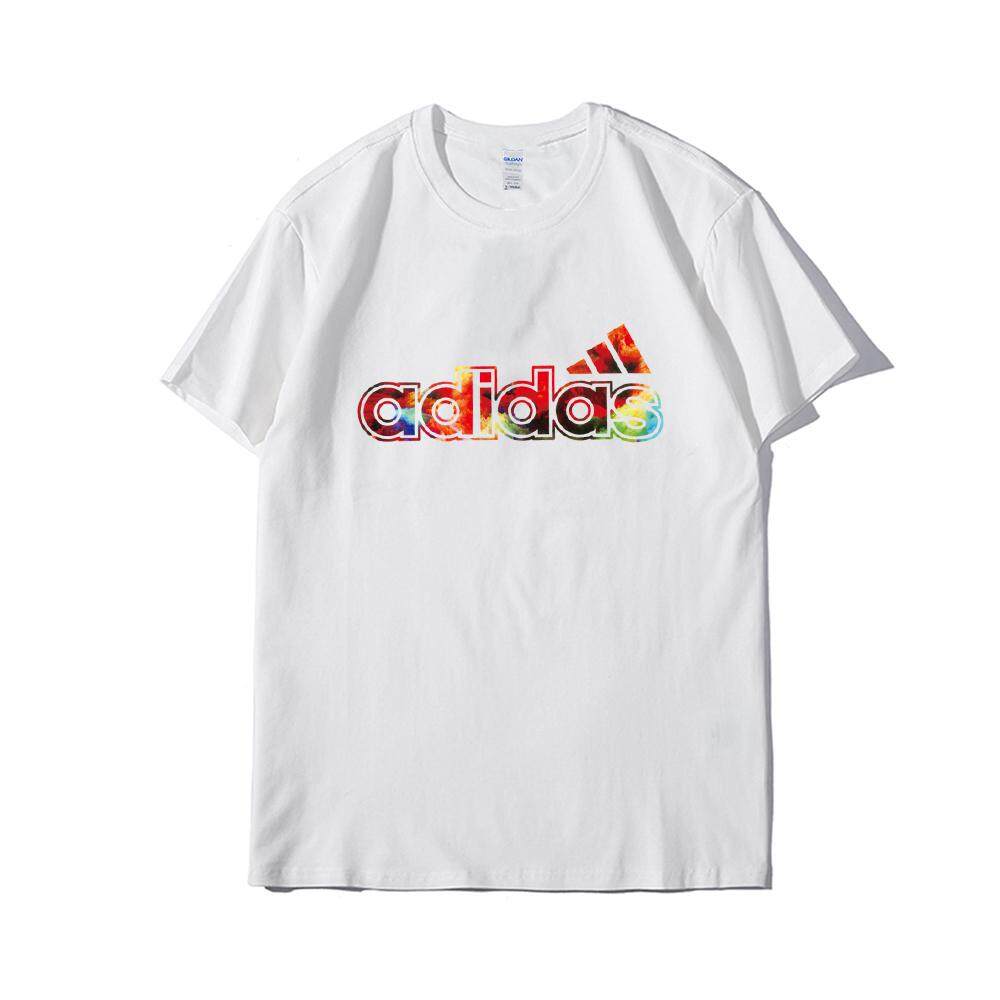 Tide Merek Asli Terbaru T Shirt_Adidas T-shirt 2019 Musim Panas Fashion T Kemeja Kasual Lengan Pendek Laki-laki Wanita Longgar Hip-Hop Kaus Atasan