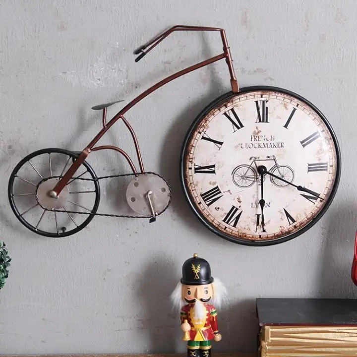 American Style Retro Bicycle Wall Clock Creative Personality Bike