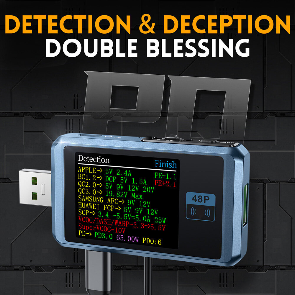 Aideepen USB Power Meter USB Voltage Meter and Current Tester LCD Display Power Tester Multimeter Ammeter Voltmeter