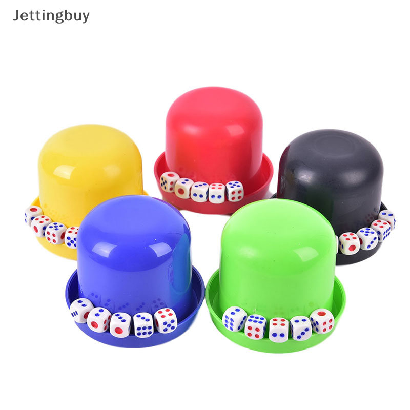 【Jettingbuy】 Flash Sale Polyhedral Dice Cup Drinking Board Game Gambling Dice Box With 5pcs Dices