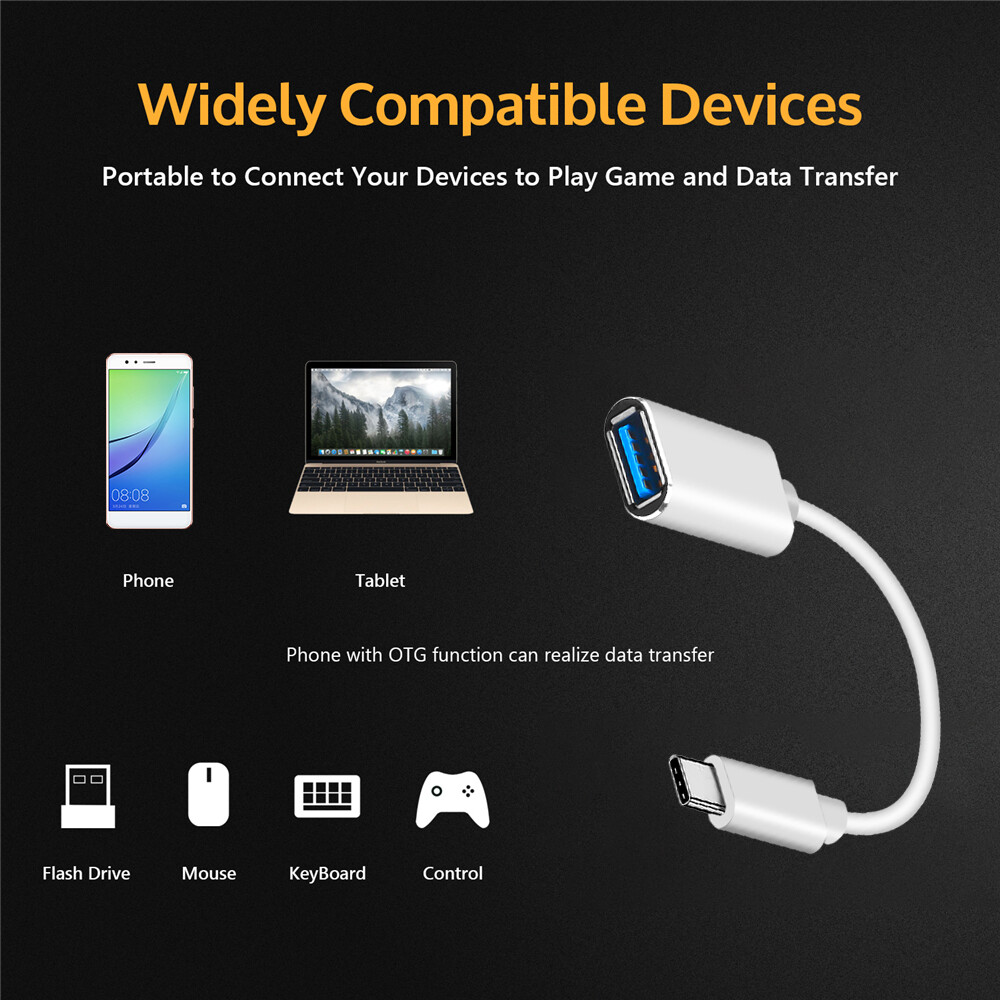 Kebidumei Type C Cable OTG Adapter USB to Type C Adapter Connector OTG Data Cable Converter