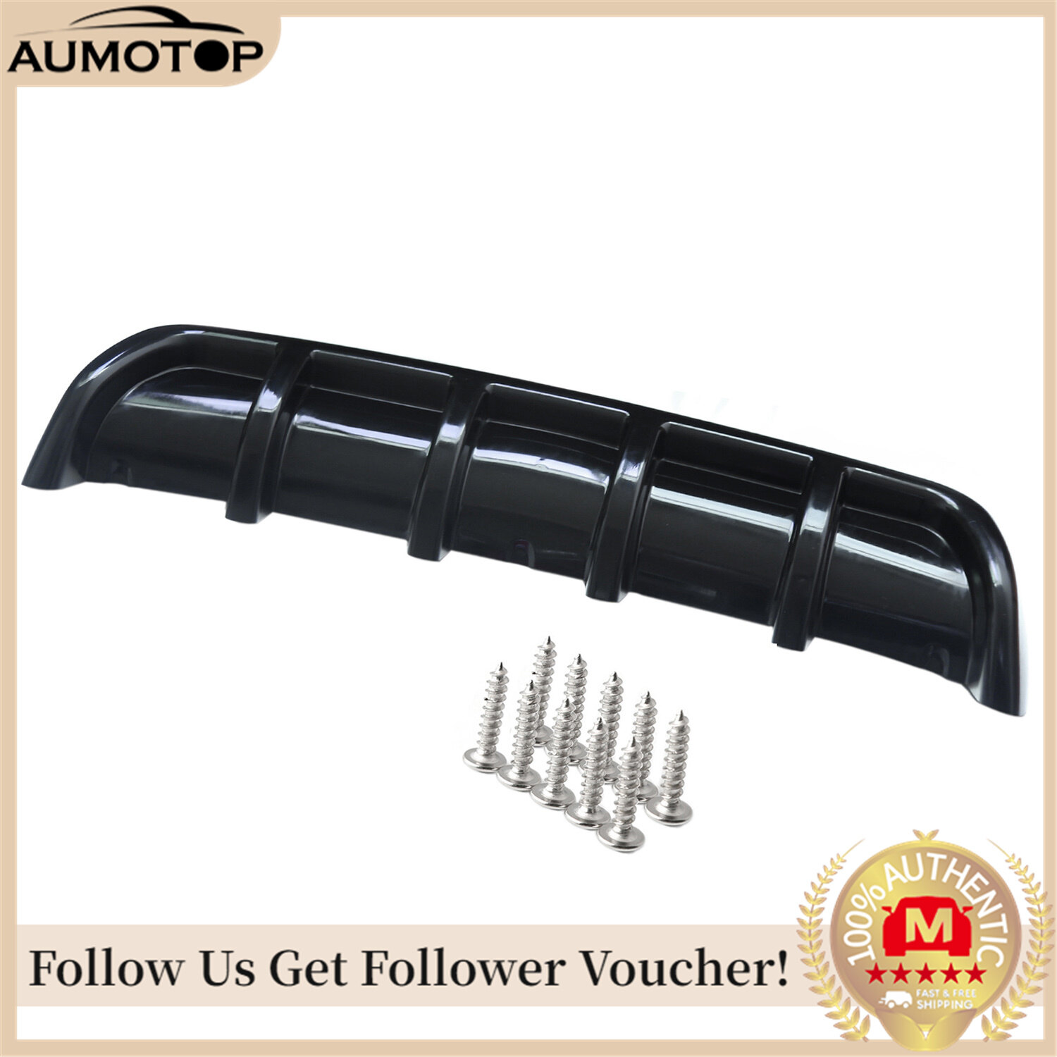 Universal Car Rear Bumper Lip Diffuser 6 Fin Shark Fin Style Car Back Bumper Spoiler Lip Splitter