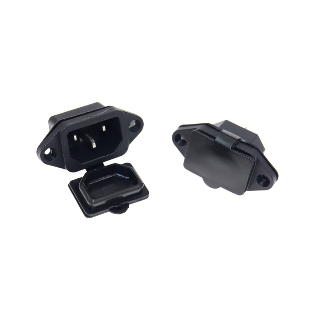 2 chiếc ổ cắm nguồn AC đầu vào IEC320 C14 ổ cắm màu đen + Vỏ bọc chống thấm nước cao su 10A 250V