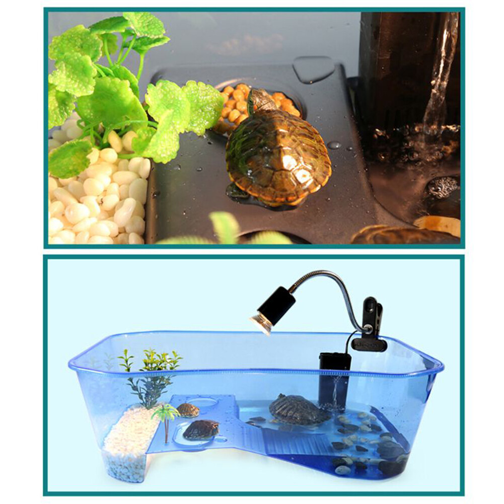 Mini Premium Turtle Tank With Basking Ramp Platform Multi-area Design Tortoise Habitat Aquarium Tools