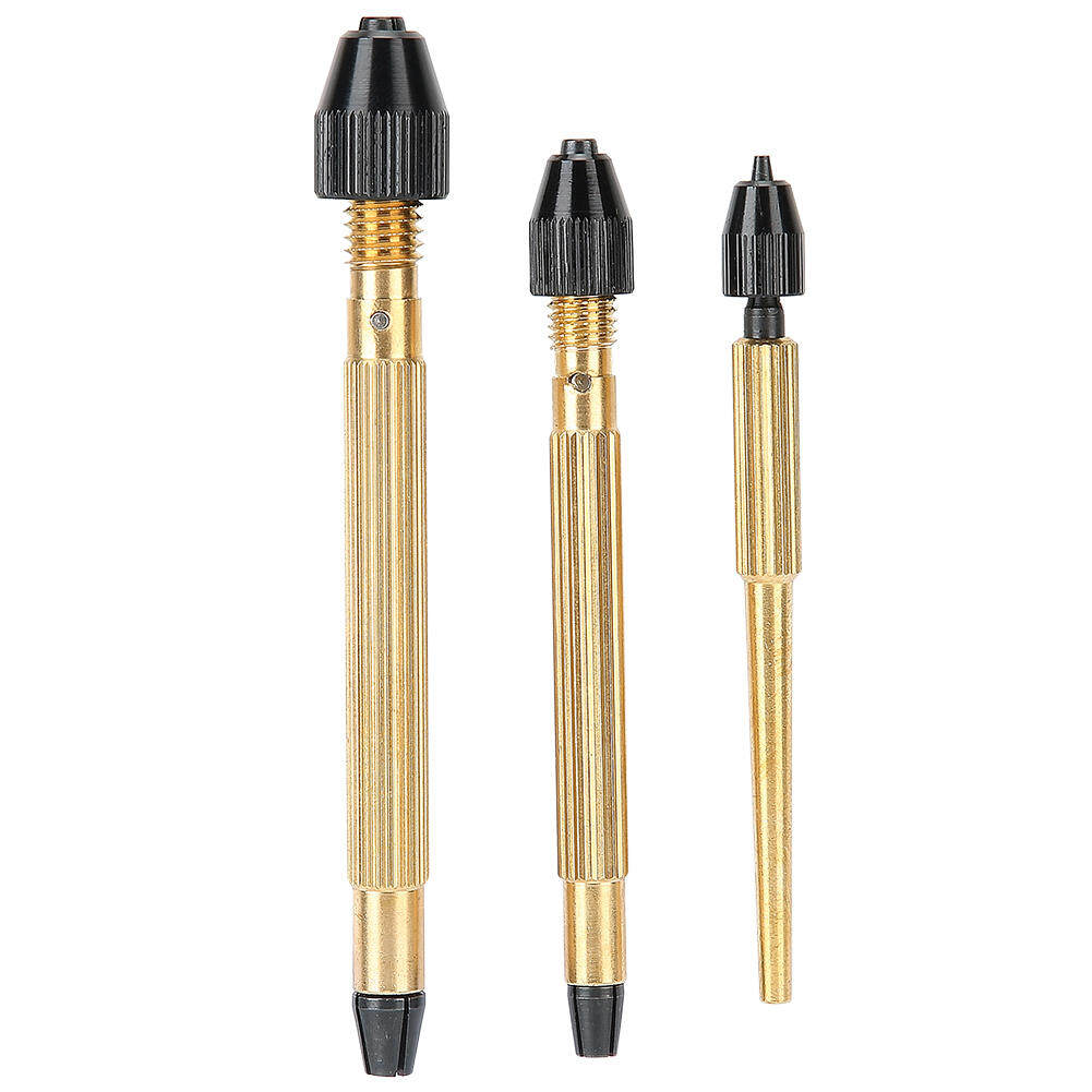 3pcs Copper Pin Vise Twisted Drill Bit Hand Drill Watch Repairing Tool Accessory