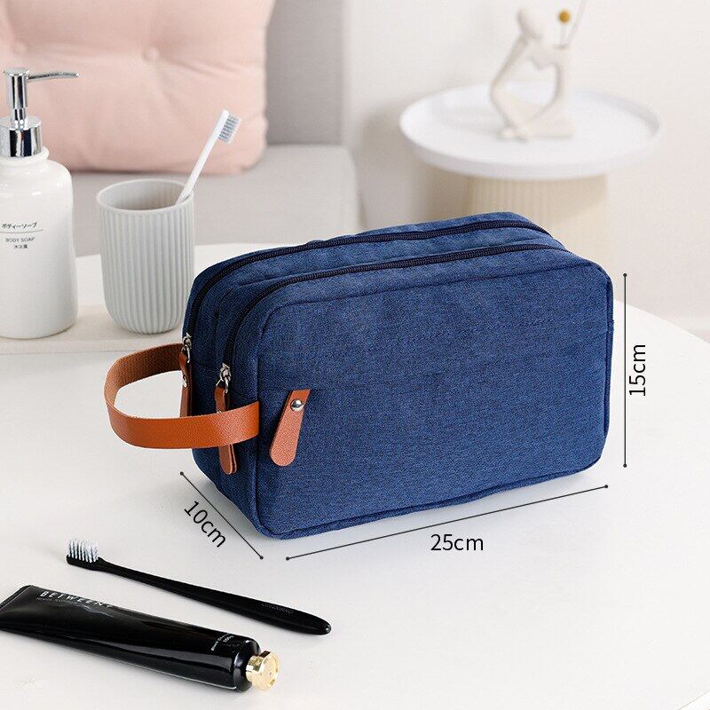 Men's Toiletry Storage Bag Double Layer Toothpaste Cleanser Stuff Organizer Pouch Bathroom Waterproof Zipper Toothbrush Hangbag