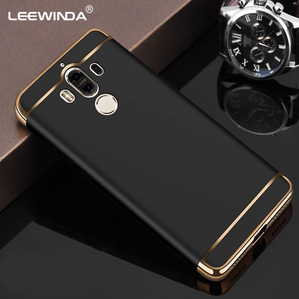 LEEWINDA For Huawei Mate 8 Mate 9 Pro Mate 10 Plus Mate 10 Lite Nova 2i Honot 9i Phone Case,Luxury Matte Plating Gold PC Hard Shell 3 in 1 Back Cover