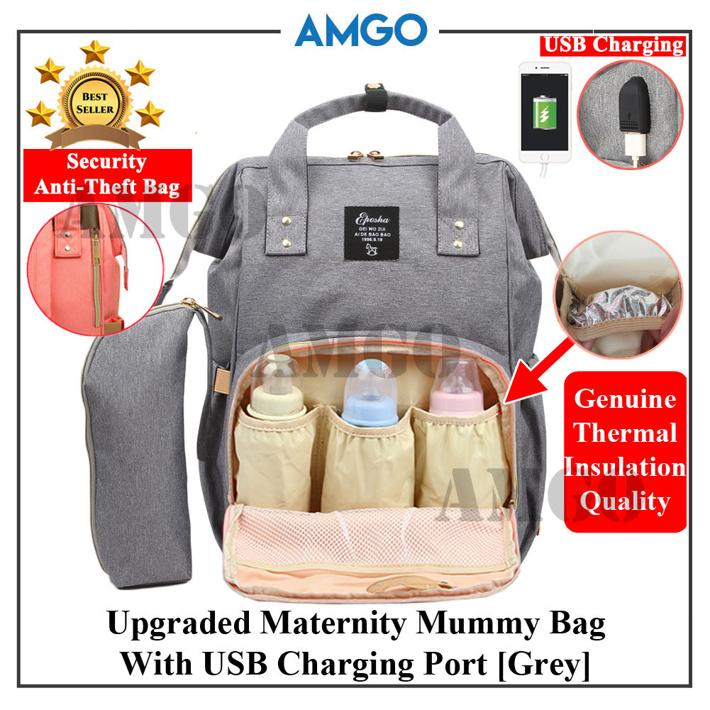 AMGO Red New Upgraded Fashion Mummy Maternity Nappy Bag Anti