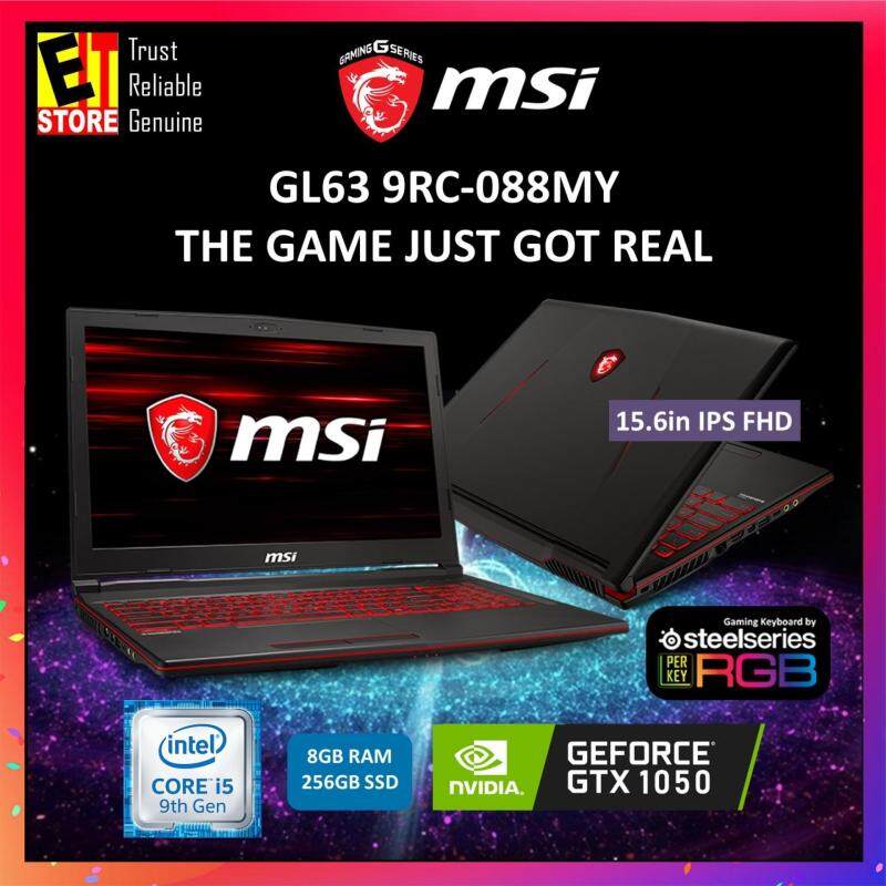 MSI GL63 9RC-088MY BLACK (I5-9300H+HM370/8G/256G SSD/GTX 1050 4G/15.6/W10/2YRS) + BACKPACK Malaysia