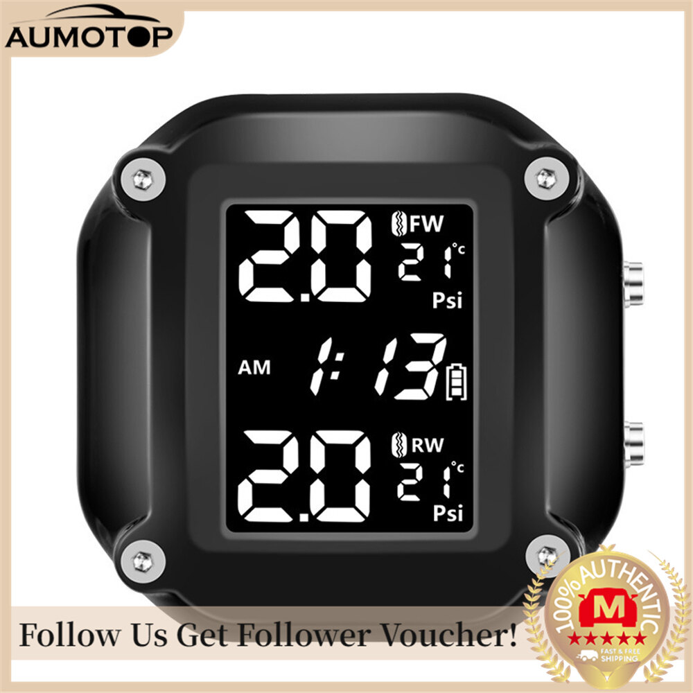 Motorcycle Tire Pressure Monitor TPMS Detector Portable Tire Pressure Monitoring System Detecting System High Accuracy Multi-function Waterproof Tire Pressure Monitor
