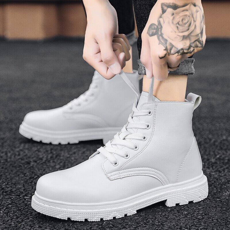 Mens white combat on sale boots