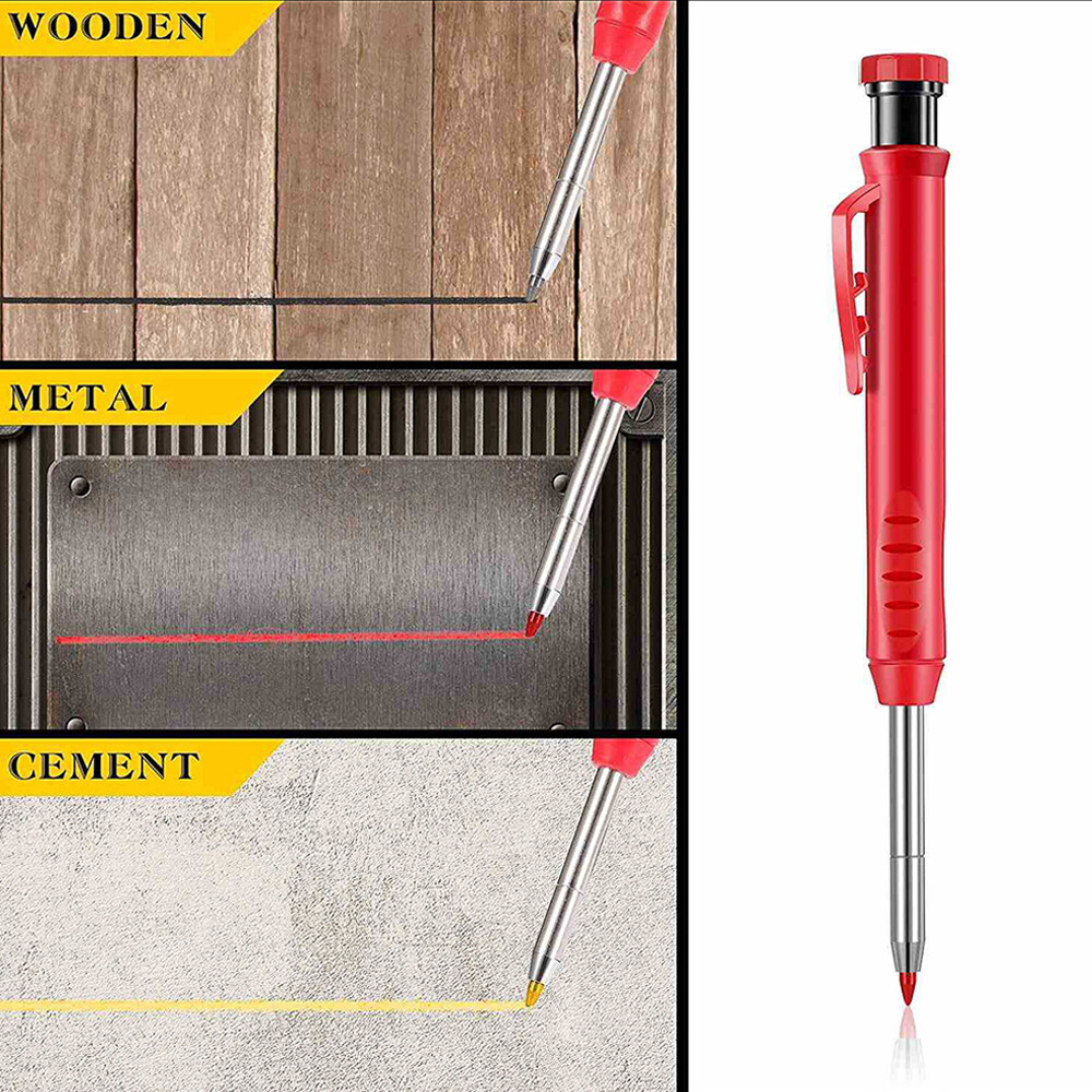 Aideepen Woodworking Deep Hole Activity Pen Refill Set Marker Scribed Graphite Refill Adjustable Woodworking Pen for Architect Construction