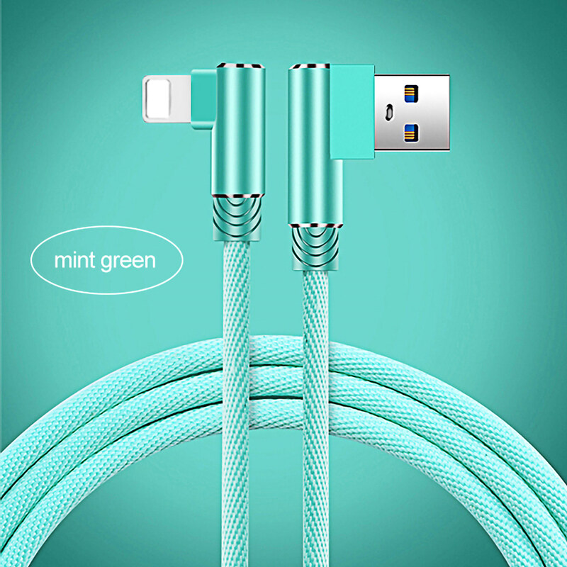 3M 90 Độ sạc dữ liệu USB Nhanh Cáp Cho Điện Thoại 11 Pro XS Max 6 7 8 Cộng Với Pad Samsung Huawei Xiaomi Xuất Xứ Sạc dây dài