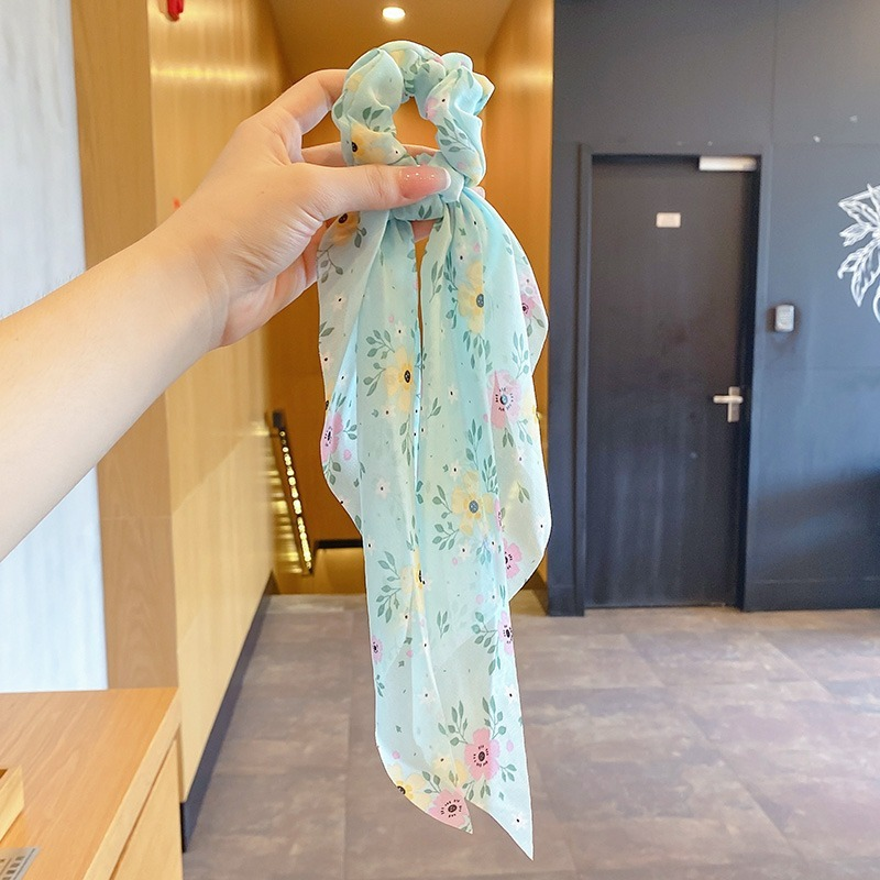 Dây Buoc Tóc Bằng Vải Chiffon Họa Tiết Hoa