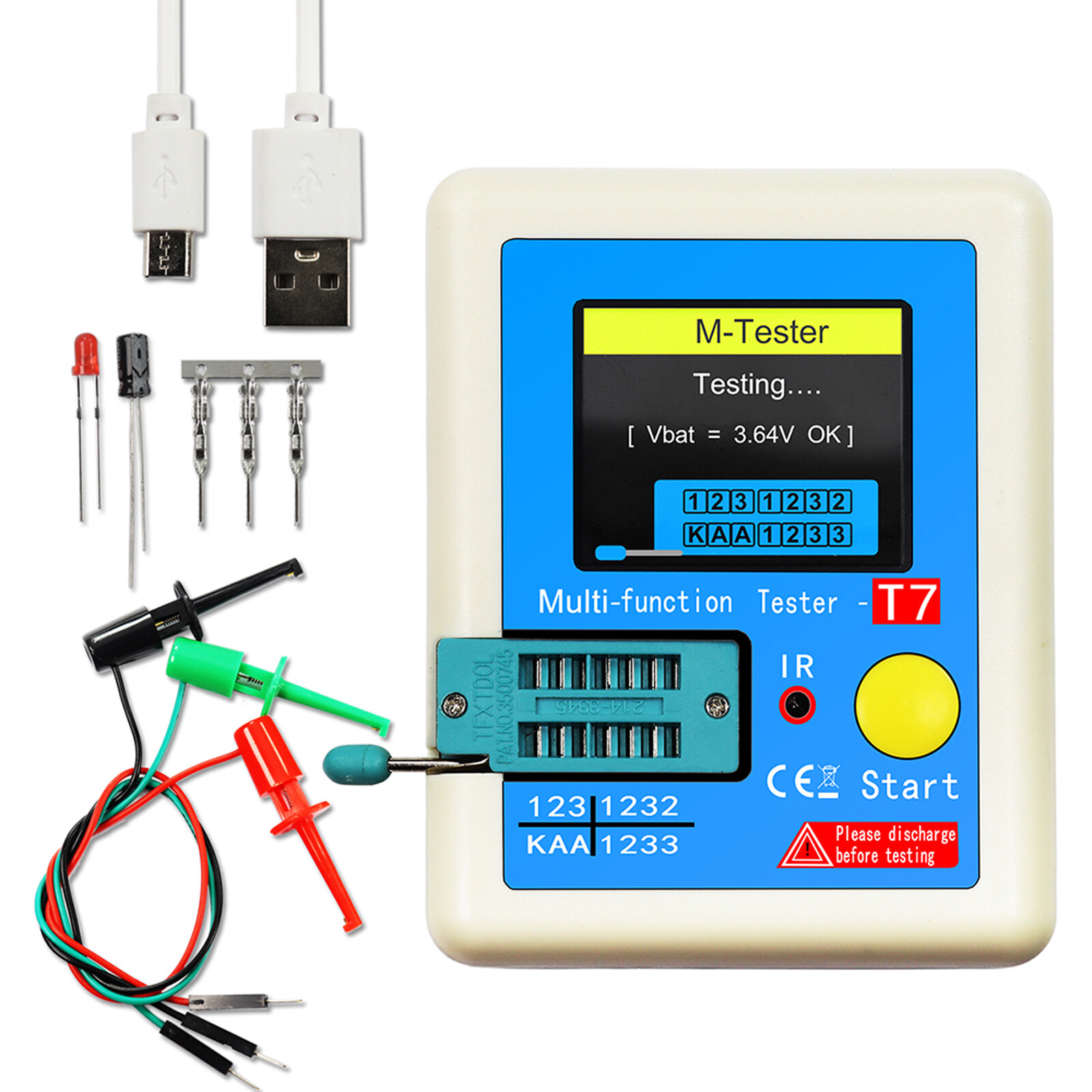 KKmoon Transistor Meter LCR-T7 Multi-Function Capacitance Resistance Tester Full Color Display Transistor Meter for Diode Triode Capacitor Resistor Transistor LCR NPN PNP MOSFET