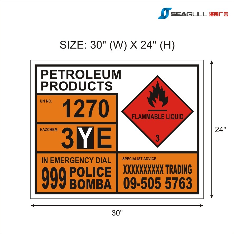 Petroleum Products Hazchem Oil Based Product Sticker LPG Flammable