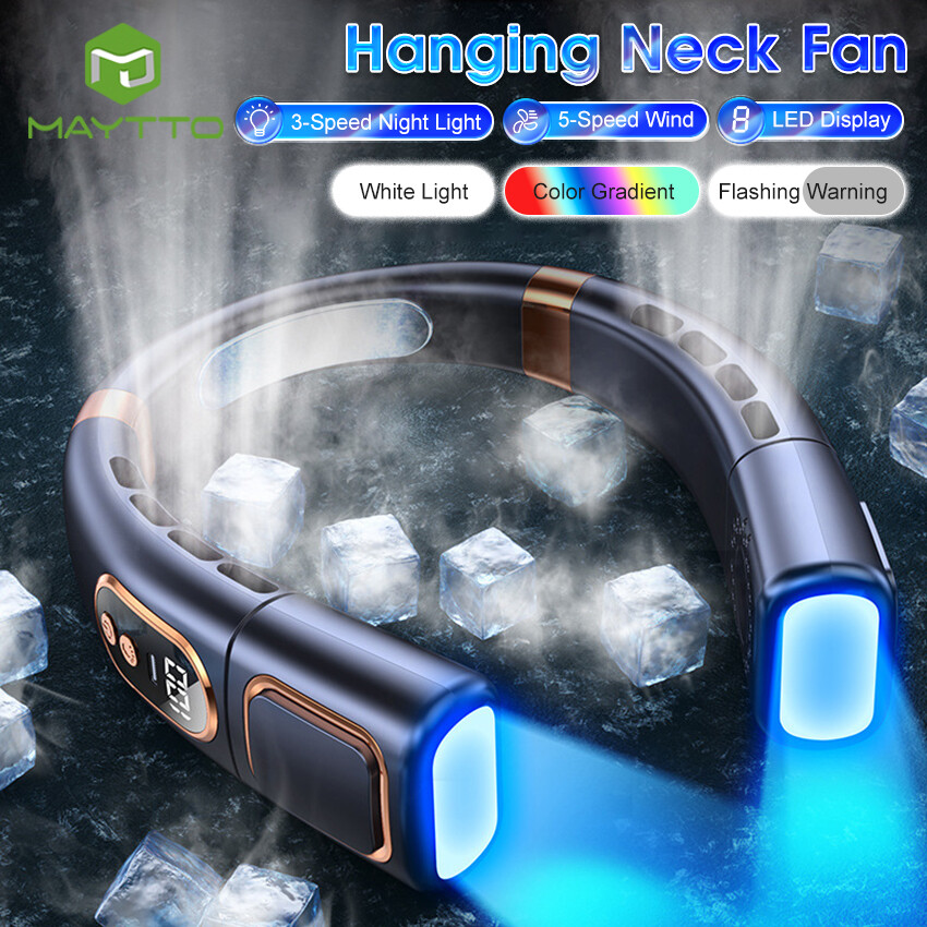 MAYTTO Neck Fan Portable Bladeless Neck Fan 360° USB Cooling Fan Super Strong Wind Fan Portable Personal Fan Super Quiet Fan Dual Cooling Fan Summer Fan for Outdoor Sports Home Office Travel