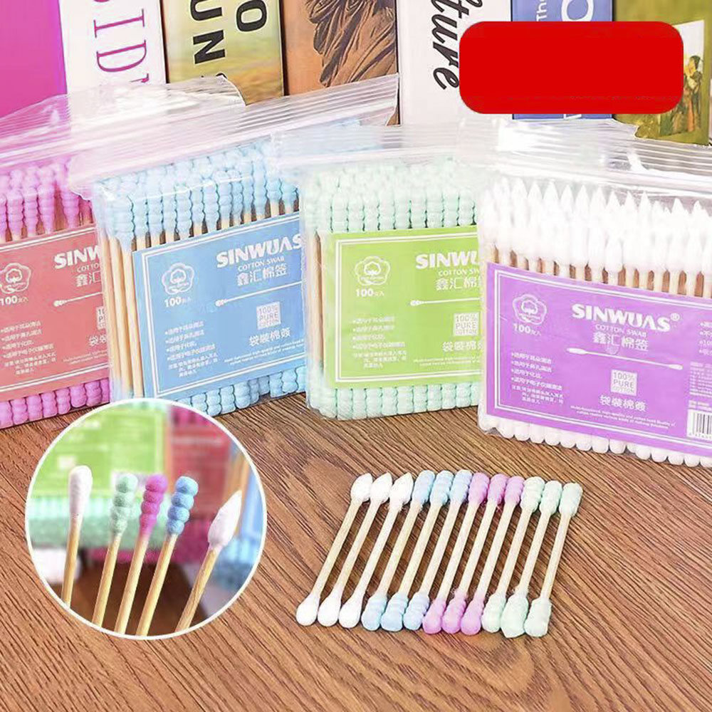 SANHE Makeup Tools Double Headed Wooden Stick Hygienic Cotton Swab Ear Cotton Swab Makeup Swab Remover