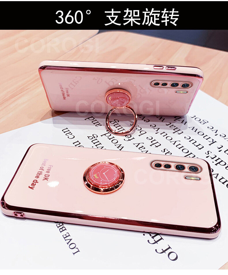 Dành Cho OPPO Reno3 / OPPO Ốp Lưng A91 + Giá Đỡ Nhẫn Giá Đỡ Ngón Tay, Ốp Mạ Siêu Mỏng Sáng Bóng Sang Trọng Ốp Lưng Điện Thoại Bằng Silicon TPU Mềm Vỏ Bảo Vệ Chống Sốc Cho Nữ Nữ