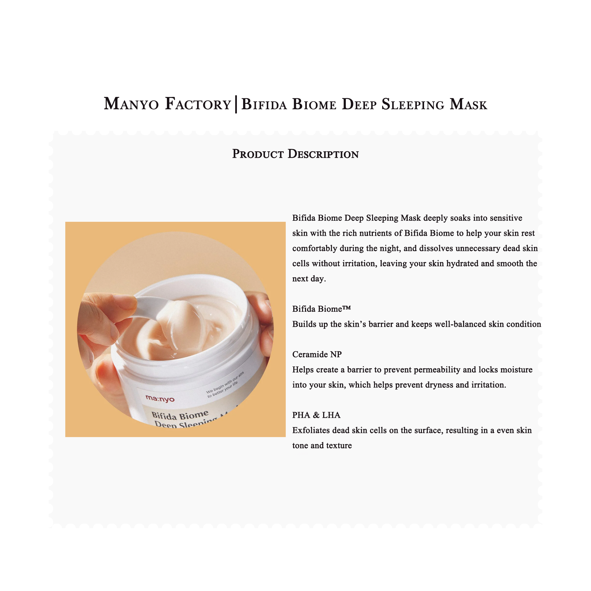Manyo nhà máy | Bifida biome mặt nạ dùng khi ngủ sâu (100ml)