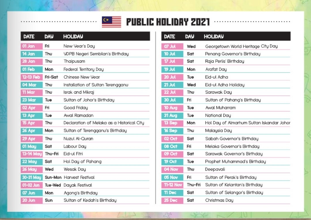 2021 Public Holiday Malaysia - Malaysia Calendar 2021 ...