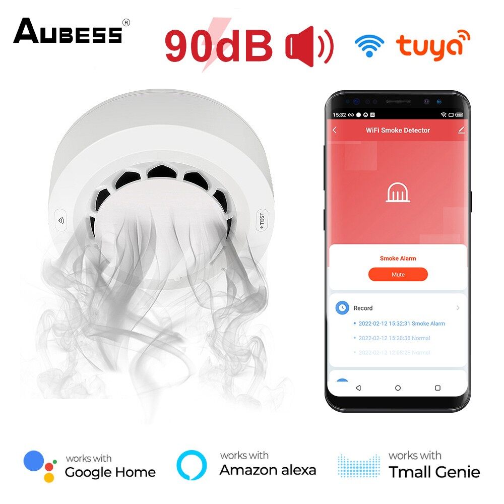Aubess Thiết Bị Báo Động Khói Thông Minh Tuya WiFi Cảm Biến Báo Động Khói