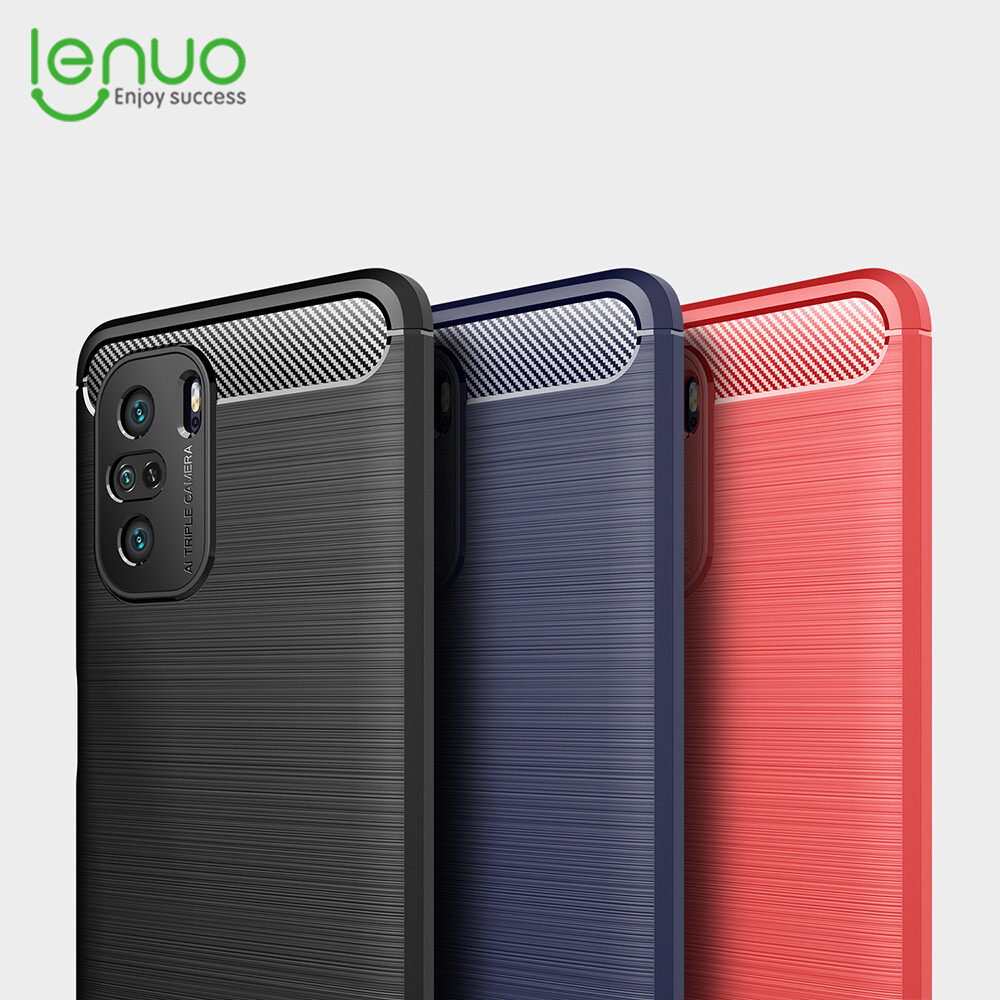 Lenuo for Xiaomi Redmi K40 / K40 Pro / K40 Pro+ Case - Carbon Fiber Silicone Brushed Cell Phone TPU Back Cover