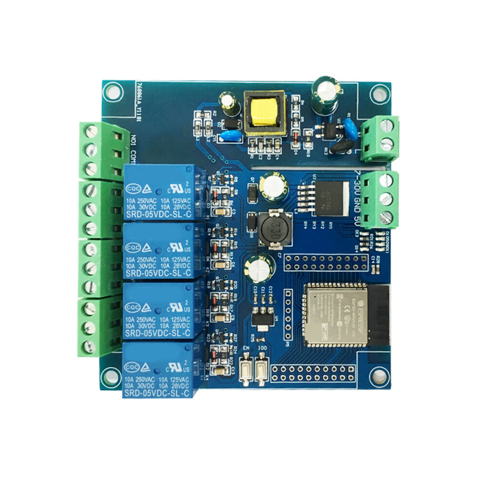 Diymore esp32-wroom development board four-way relay module esp32 wifi&ble module power supply ac220v/dc5-30v large capacity 4m byte flash for esp32