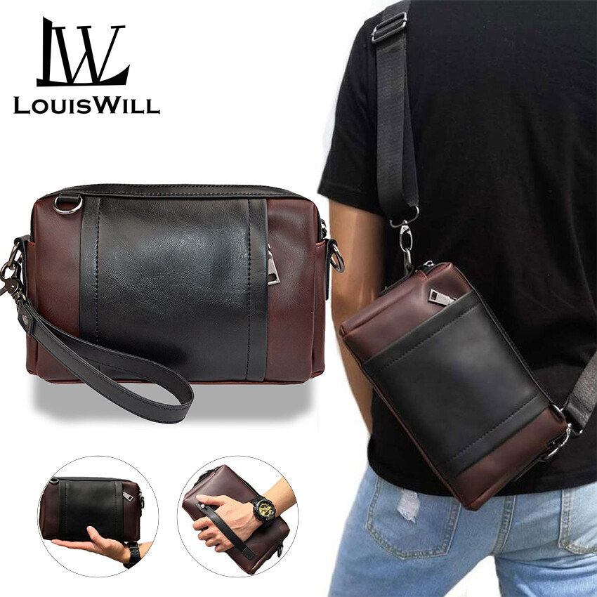 LouisWill Crossbody Bag Men Clutch Bag Casual Box Shape Handbag Fashion Small Sling Bag for man Leather Hand Shoulder Bag PU Leather
