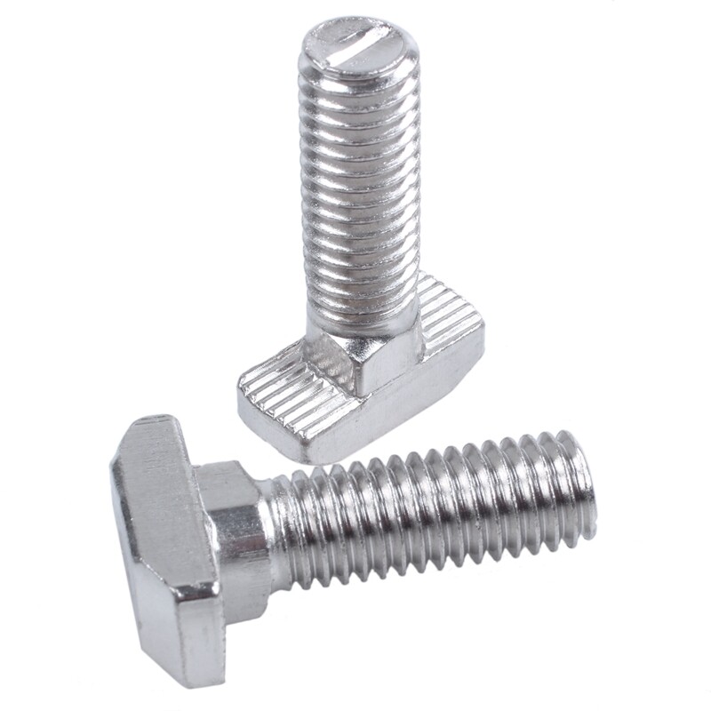 M8 Thread T-Slot Drop-In Stud Sliding Screw Bolt Silver Tone 5pcs