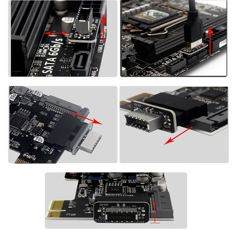 Digital Circuits💕 USB Front Panel Adapter Type-E to USB 3.0 19PIN Adapter Vertical Header Splitter