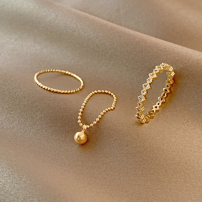 Frascati 3pcs/sets Tassels Rings For Women Charms Metal Gold Chain Rings Bohemian Jewelry Accessories