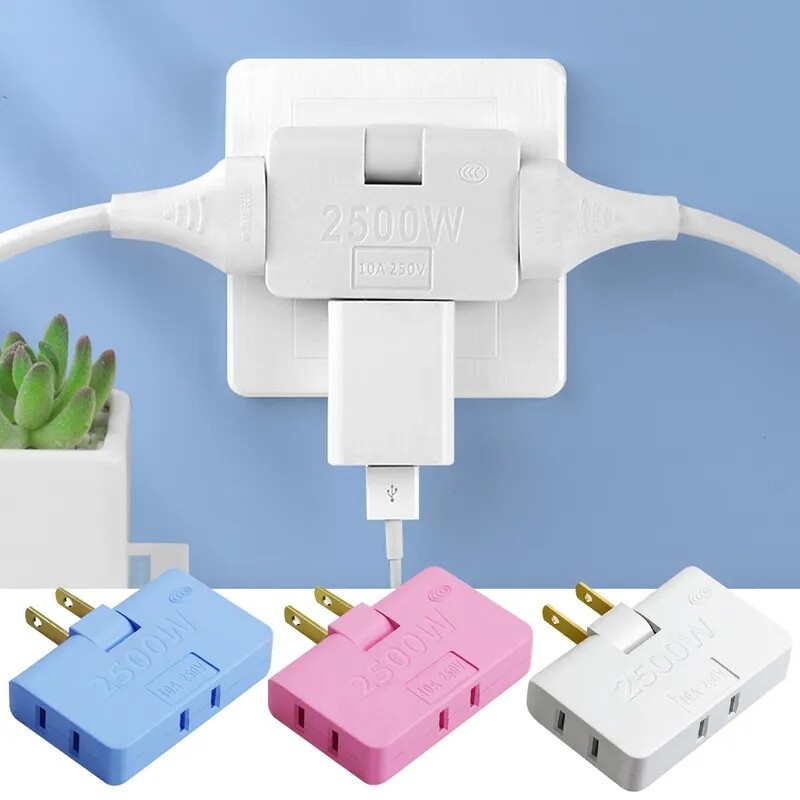 3 trong 1 phích cắm chuẩn Mỹ đa chức năng 180 độ xoay Phích Cắm Điện Bộ chuyển đổi ổ cắm chuyển đổi đa cắm sạc có thể gập lại Bộ chuyển đổi phích cắm